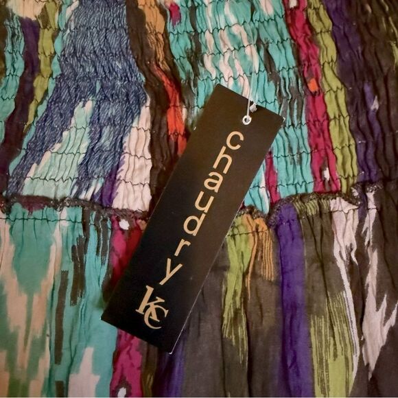 Chaudry KC NEW Bohemian Multicolor Crinkle Maxi Skirt Size Small - Picture 3 of 6